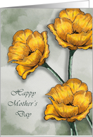 Happy Mother’s Day with Bright Yellow Poppies for Mom Mother card