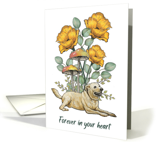 Sympathy with Loss of Dog Illustration of Flowers and Mushrooms card