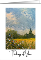 Thinking of You Painting of Sunny Field and Wild Flowers Blank Inside card