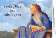 Feeling Blue Missing You Woman On Balcony After Old Master Art card