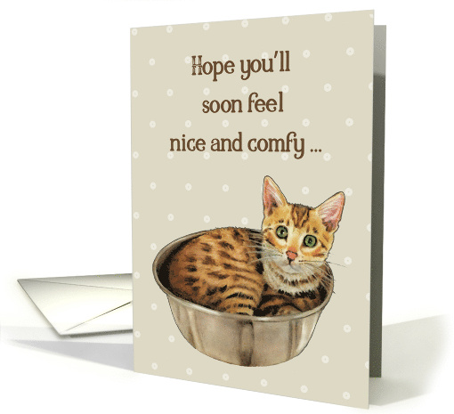 Goodbye Move to New Home Feel Comfy Soon Kitten Curled Up In Bowl card