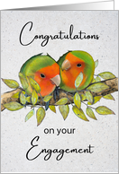 Engagement Congratulations with Lovebirds on Leafy Branch card