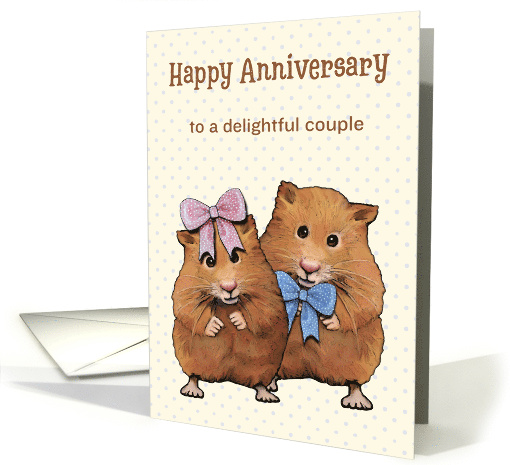 Happy Anniversary to Delightful Couple Cute Hamsters with Bows card
