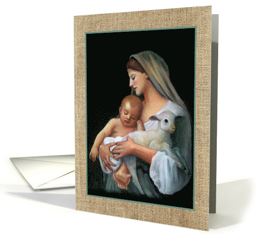 Christmas Religious With Madonna And Child Lamb of God Painting card