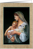 Christmas Religious With Madonna And Child Lamb of God Painting card