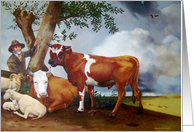 Old Dutch Painting Paulus Potter Red Steer Farm Animals Blank Inside card