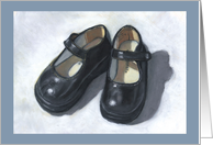 Any Occasion Blank Inside Pastel Art Small Girl’s Shoes Mary Janes card