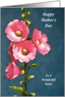 Happy Mother’s Day, Sister: from Sister: Hot Pink Hollyhocks in Pastel card