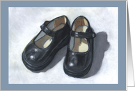 Pastel Painting of Small Girls’ Shoes, Mary Janes Blank Inside card