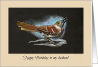 Happy Birthday To Husband: Realism Drawing of Bird, Thrasher card