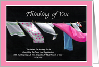 Scripture, Thinking Of You: Chemo Treatments A Breeze: Art card