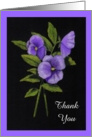 Violet Pansies: Flower Drawing, Thank You card