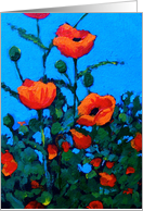 Bright Red Poppies: Painting: Blank Note Card