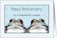Hoppy Anniversary To Wonderful Couple, Frogs Pun Humor card