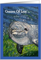 Oceans Of Love In Difficult Time: Dolphin: Color Pencil Art card