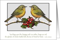 Christmas Card For Friend: Quote About Friendship: Two Birds On Branch card