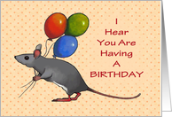 General Birthday: Illustration of Mouse Toting Colourful Balloons card