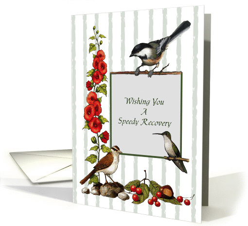 Speedy Recovery: Hand-Drawn Nature Art With Birds and Flowers card