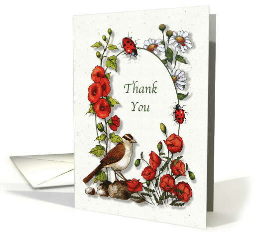 General Thank You: Birds and Flowers card (978691)