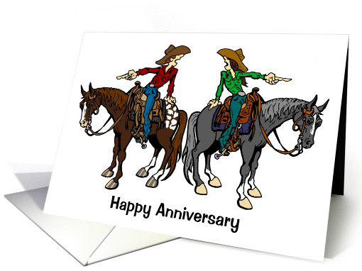 cartoon of two horseback riders card (203662)