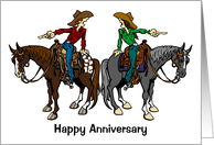 cartoon of two horseback riders card