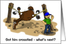 cartoon of horse crosstied card