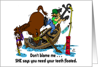 cartoon of horse in boat card