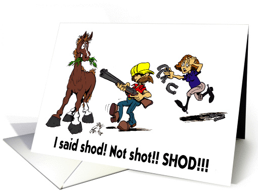 cartoon of horse - shod not shot card (205874)