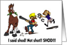 cartoon of horse - shod not shot card
