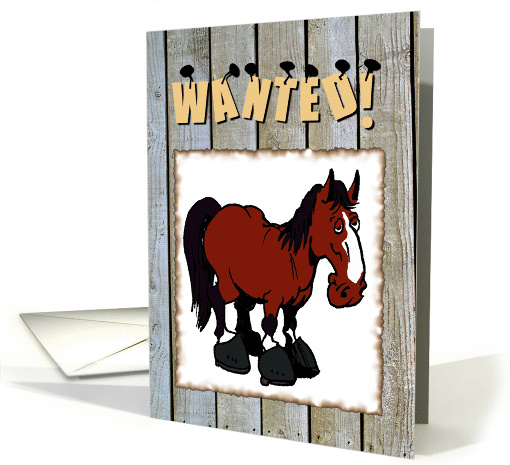 wanted poster horse invitation card (208724)