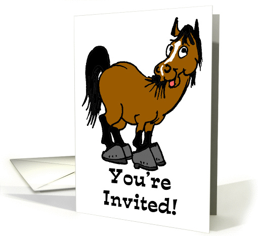 cartoon happy horse party invitation card (208747)