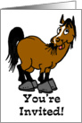cartoon happy horse party invitation card
