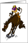 cartoon horse bucking with english rider card