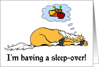 cartoon horse sleeping and dreaming card