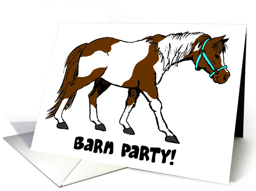 cartoon horse barn party invitation card (208788)