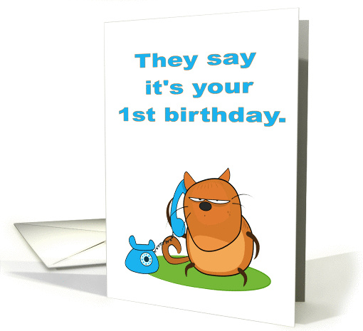 Happy 1st birthday Cat card (235648)