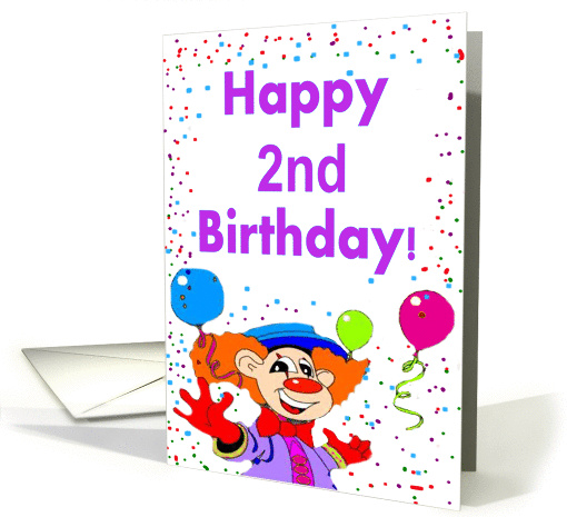 Happy 2nd birthday Clown card (235810)