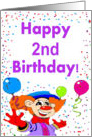 Happy 2nd birthday Clown card