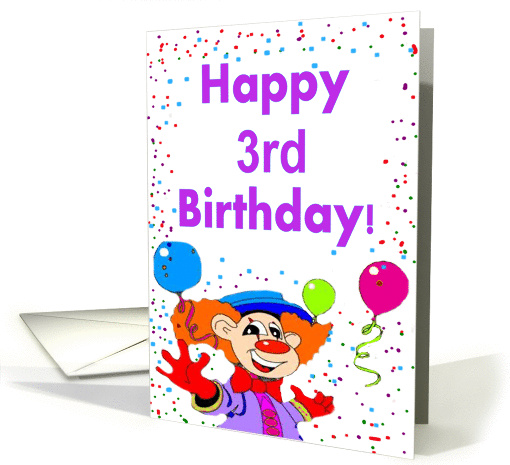Happy 3rd birthday Clown card (235816)
