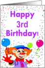 Happy 3rd birthday Clown card