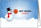 For Grandson Basketball Christmas Greeting Card-Snowman-Custom Text card
