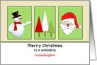For Granddaughter Christmas Greeting Card-Snowman-Trees-Santa-Custom card