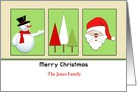 Christmas Greeting Card-Snowman-Trees-Santa-Custom Text card