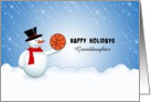For Granddaughter Basketball Christmas Greeting Card-Snowman-Custom card