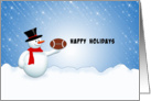 Football Christmas Greeting Card-Snowman in Winter Snow Scene card