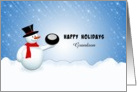 For Grandson Hockey Christmas Greeting Card-Snowman-Snow-Custom Text card