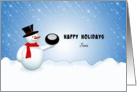 For Son Hockey Christmas Greeting Card-Snowman-Snow-Custom Text card