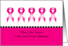 Breast Cancer Free Party Invitation-5/Five Years-Breast Cancer Ribbons card