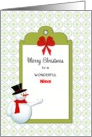For Niece Christmas Greeting Card-Snowman-Tag-Custom Text card