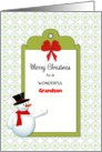 For Grandson Christmas Greeting Card-Snowman-Tag-Custom Text card